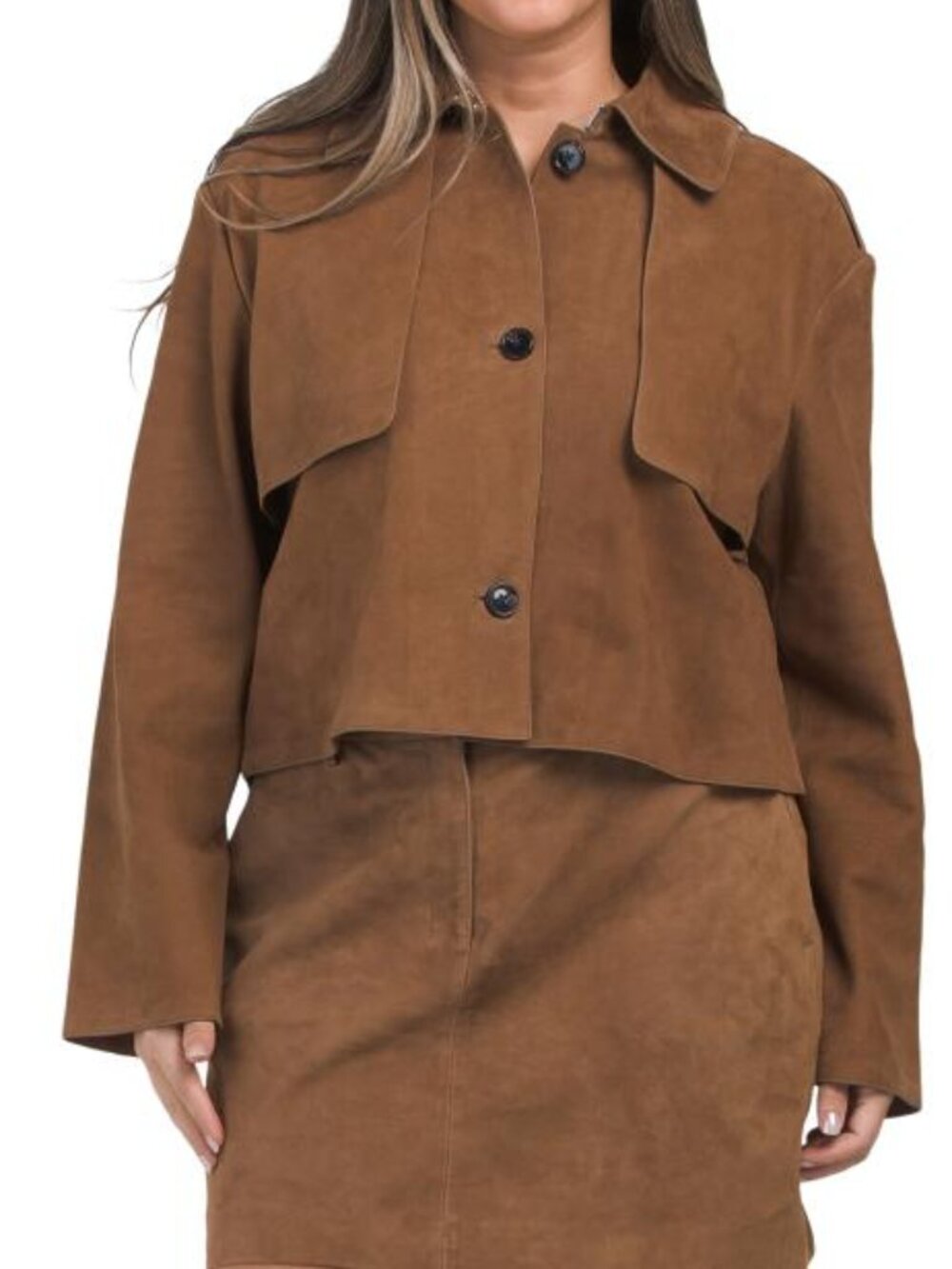 THEORY Suede Cropped Trench Coat